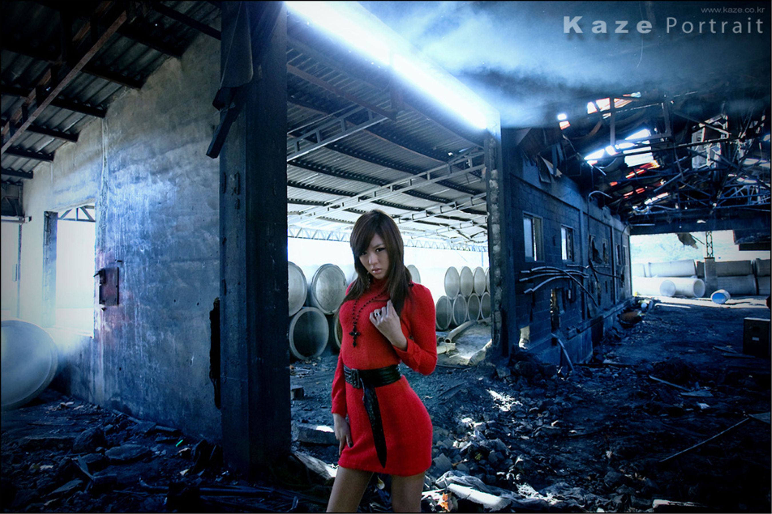 韩国模特黄美姬《废墟里的红衣美女》高品质私家拍摄作品良心推荐