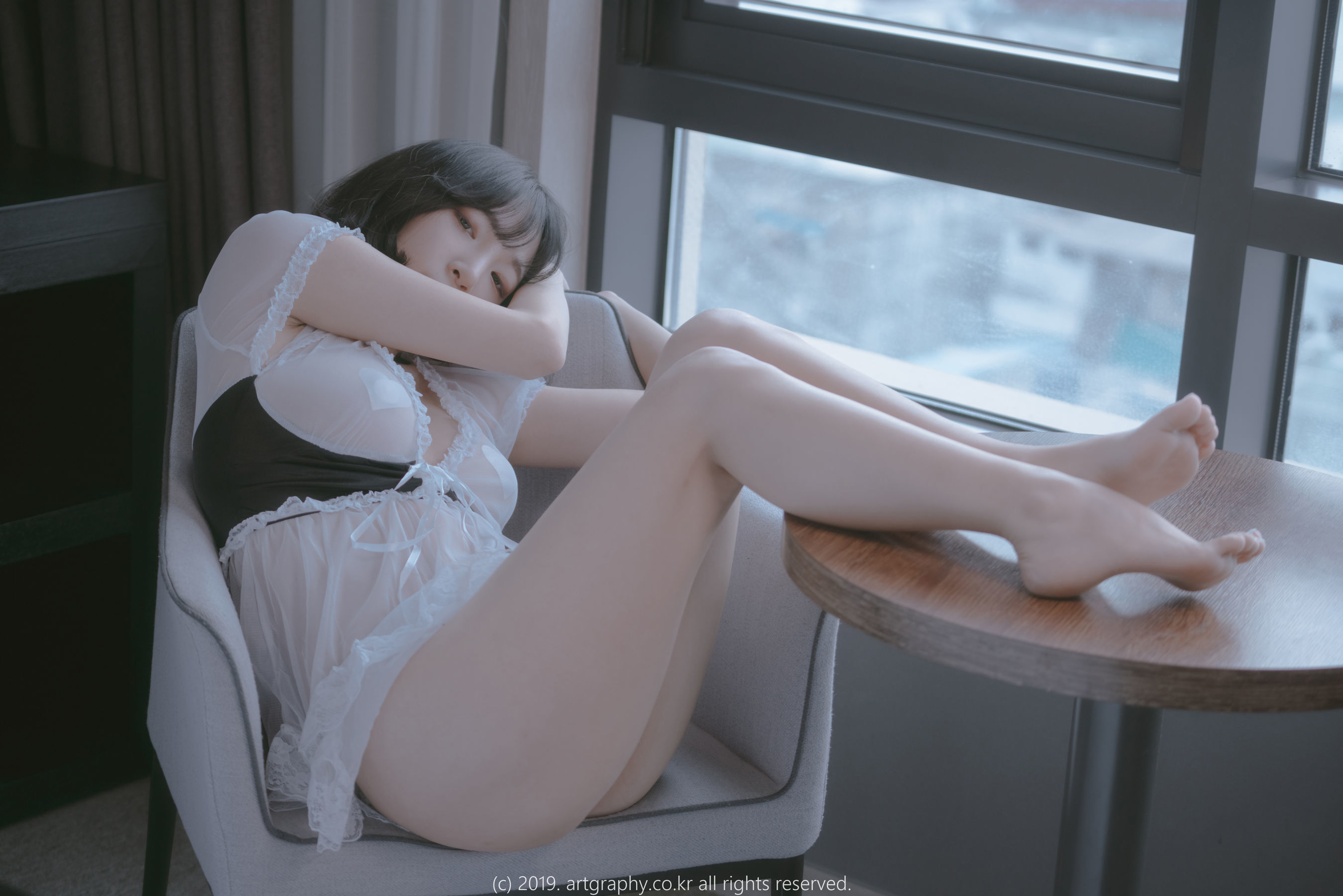 韩国美女姜仁卿《透视睡衣+红色睡袍》 [ARTGRAVIA]无水印私房写真在线浏览